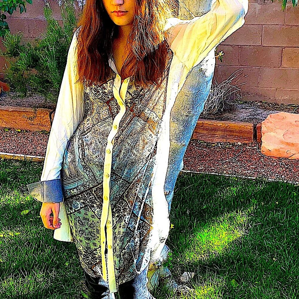 Block Print Button Tunic Shirt Size S NWT